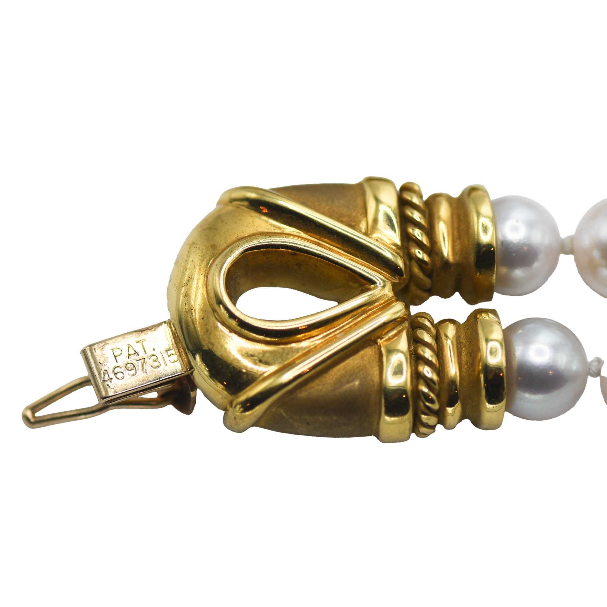 18K Yellow Gold Pearl and Diamond Necklace - Image 8