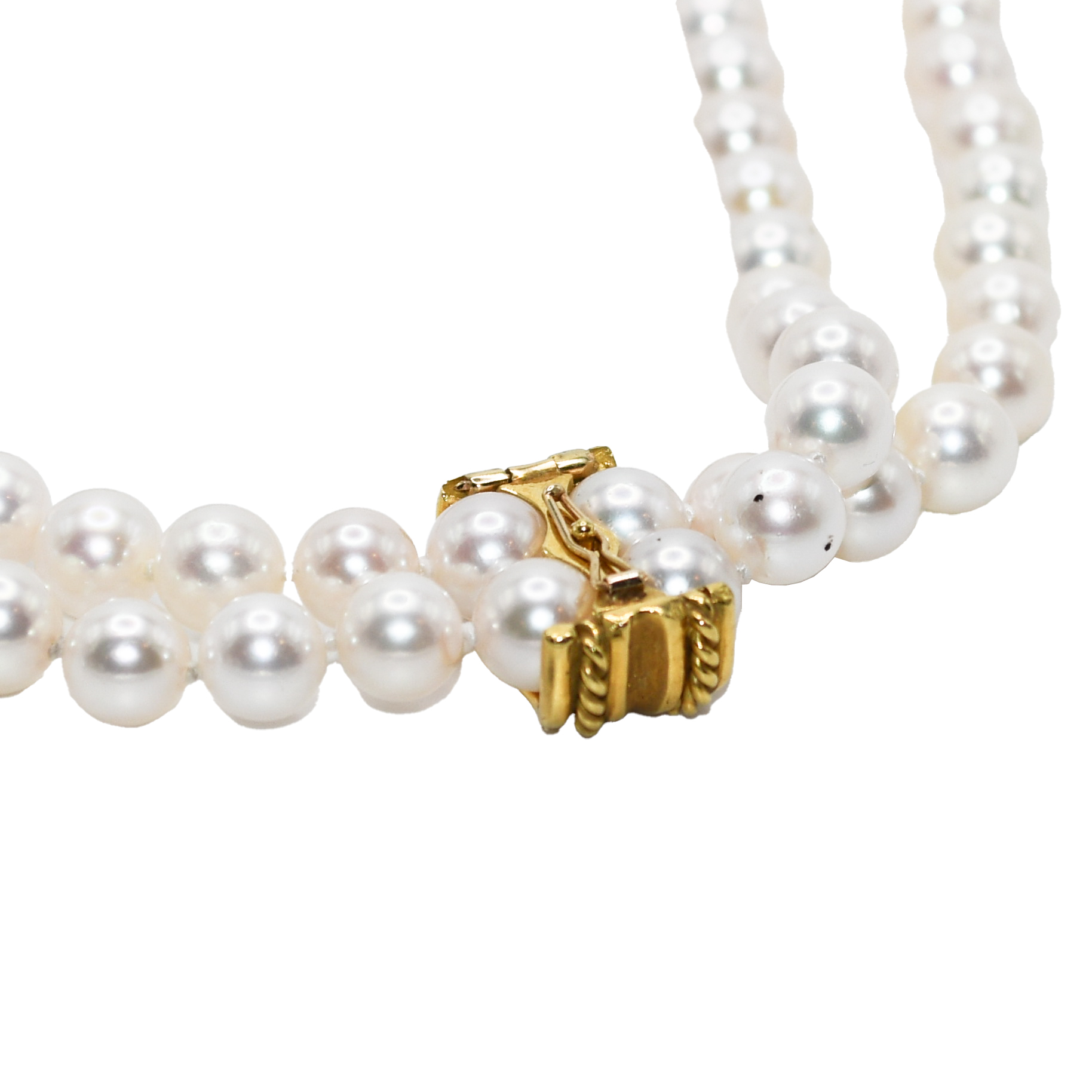 18K Yellow Gold Pearl and Diamond Necklace - Image 6