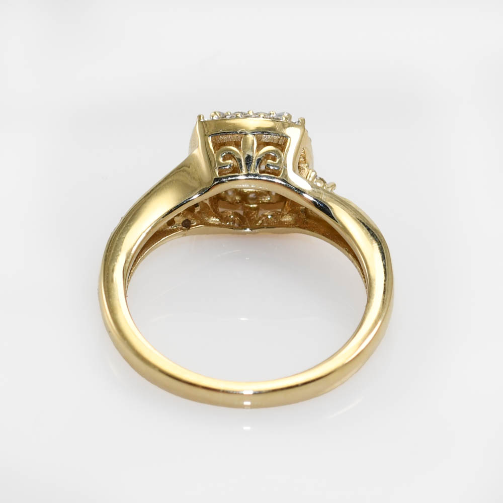 14K Yellow Gold Diamond Cocktail Ring .50TDW, 3.4g - Image 6