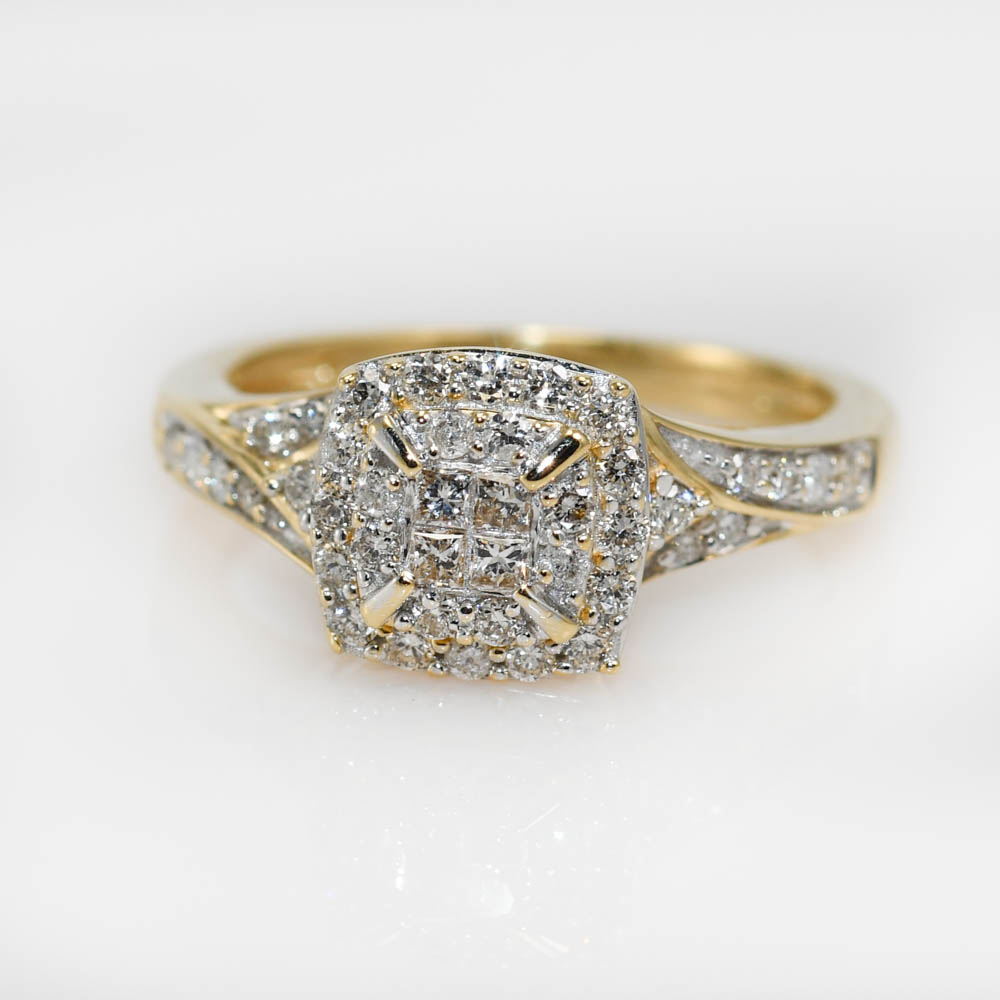 14K Yellow Gold Diamond Cocktail Ring .50TDW, 3.4g - Image 5