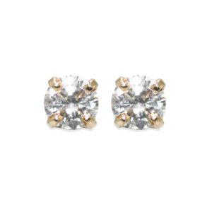 14K Yellow Gold Diamond Stud Earrings