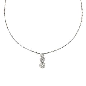 14K White Gold 3-Diamond Necklace