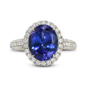 Tanzanite and Diamond Platinum Ring