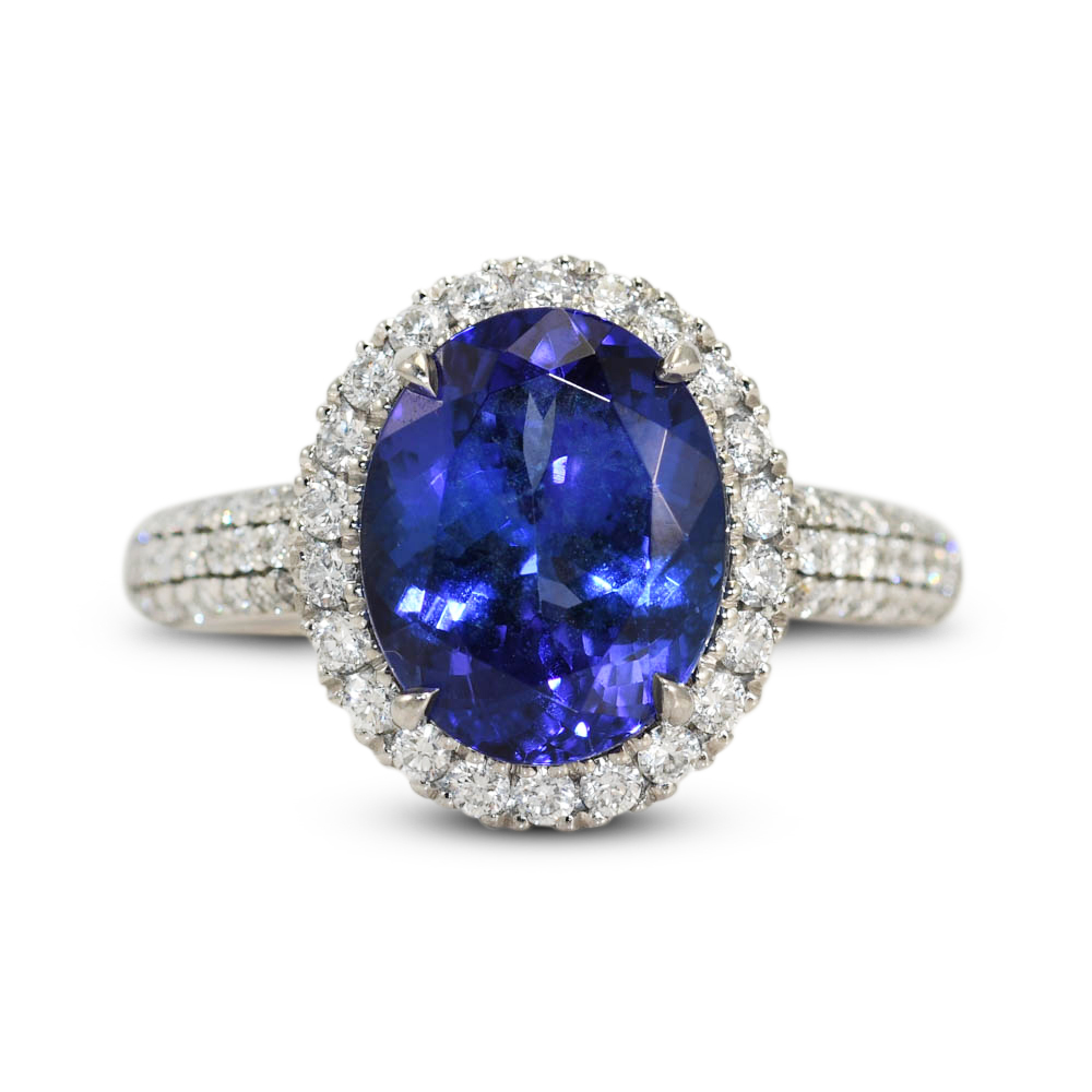 Tanzanite and Diamond Platinum Ring