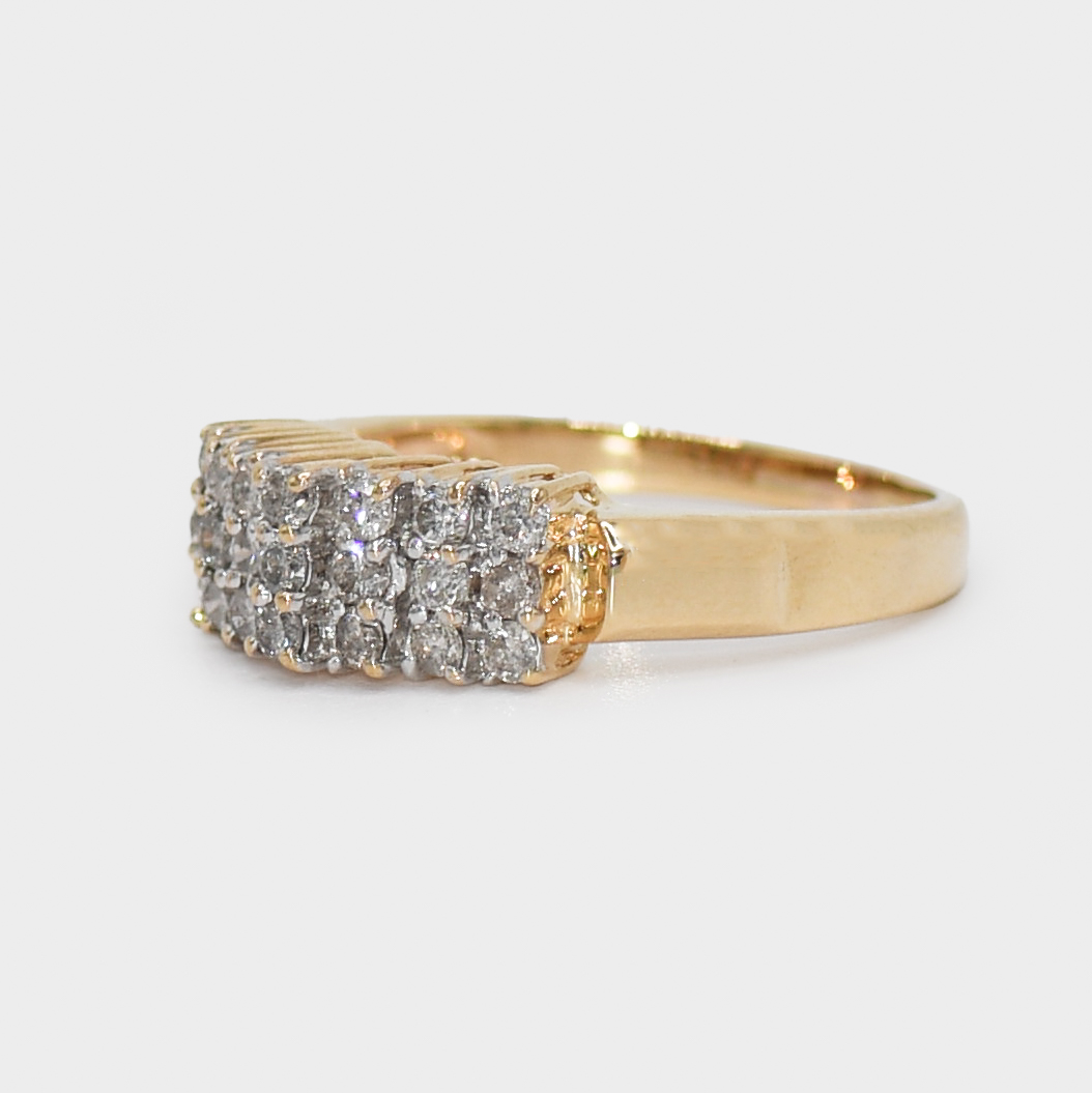 14k Yellow Gold Diamond Cluster Ring .35tdw, 4.4gr - Image 6