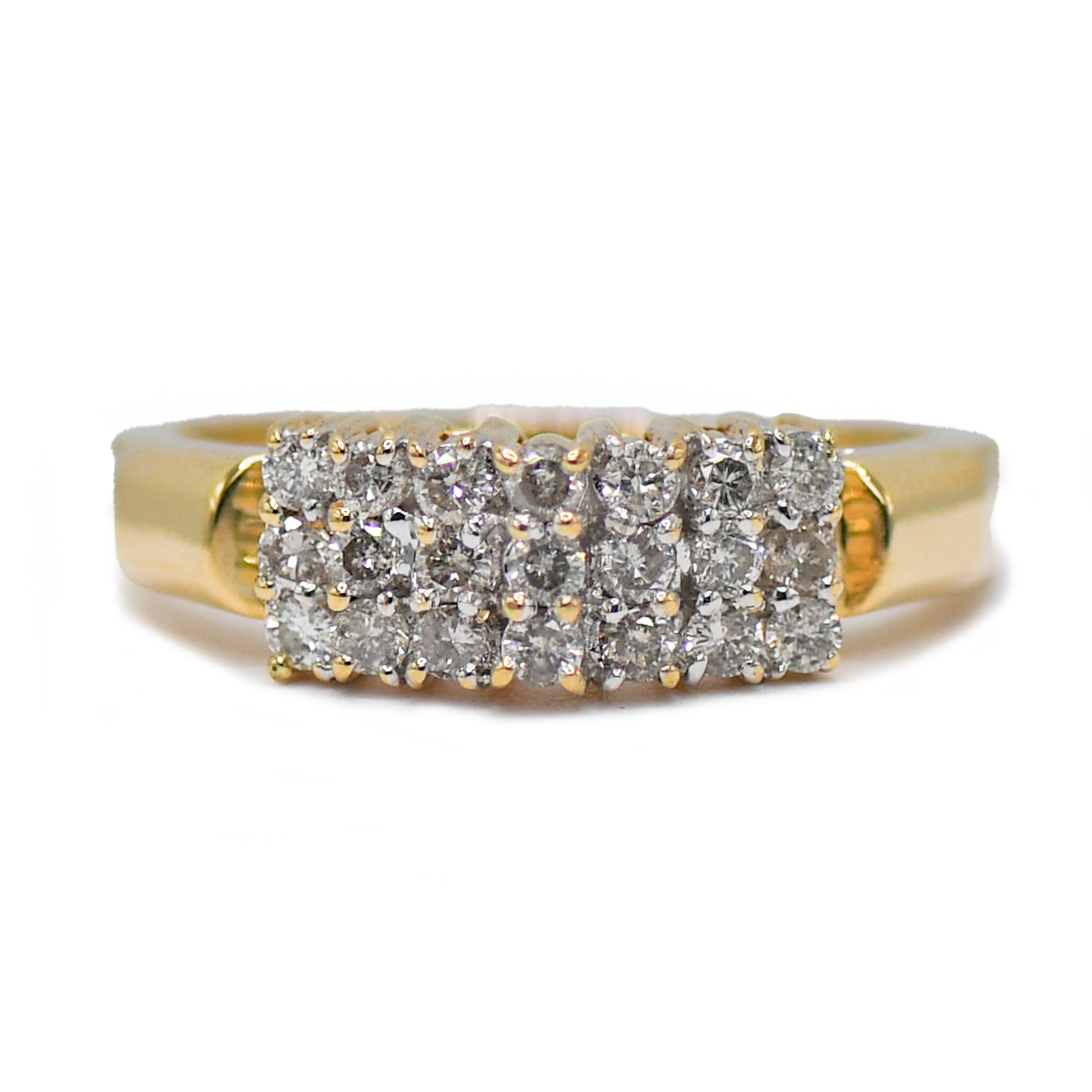 14K Yellow Gold Diamond Cluster Ring