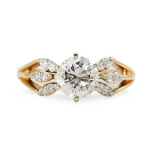 14K Yellow Gold Round Brilliant Diamond Ring