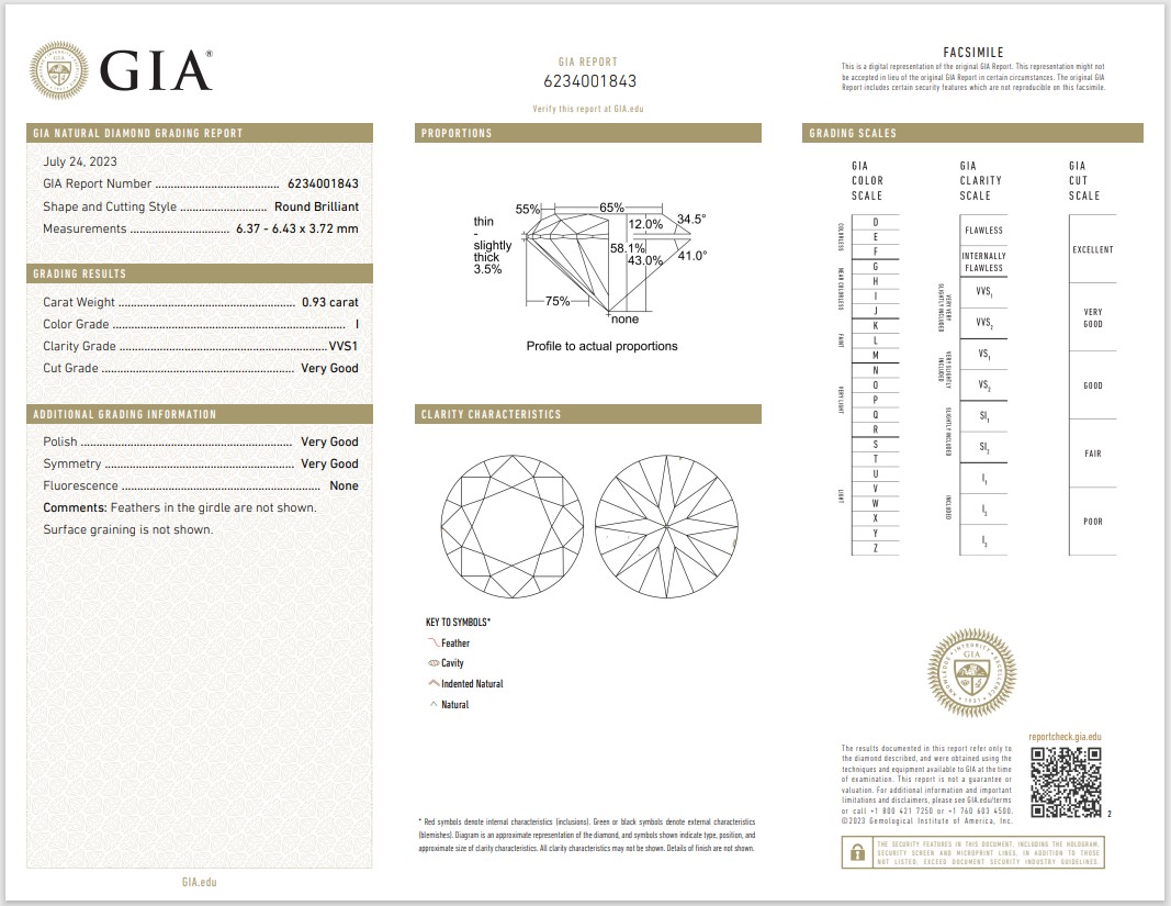 GIA Certified Round Brilliant Cut Loose Diamond 0.93ct - Image 4
