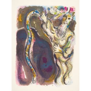 Marc Chagall, God Turns Moses' Staff into a Serpent, from The Story of Exodus