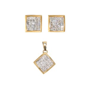 Diamond Pendant & Earrings Set