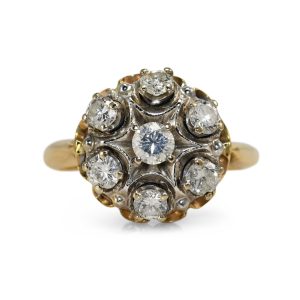 14k Yellow Gold Diamond Cluster Ring 5.7gr