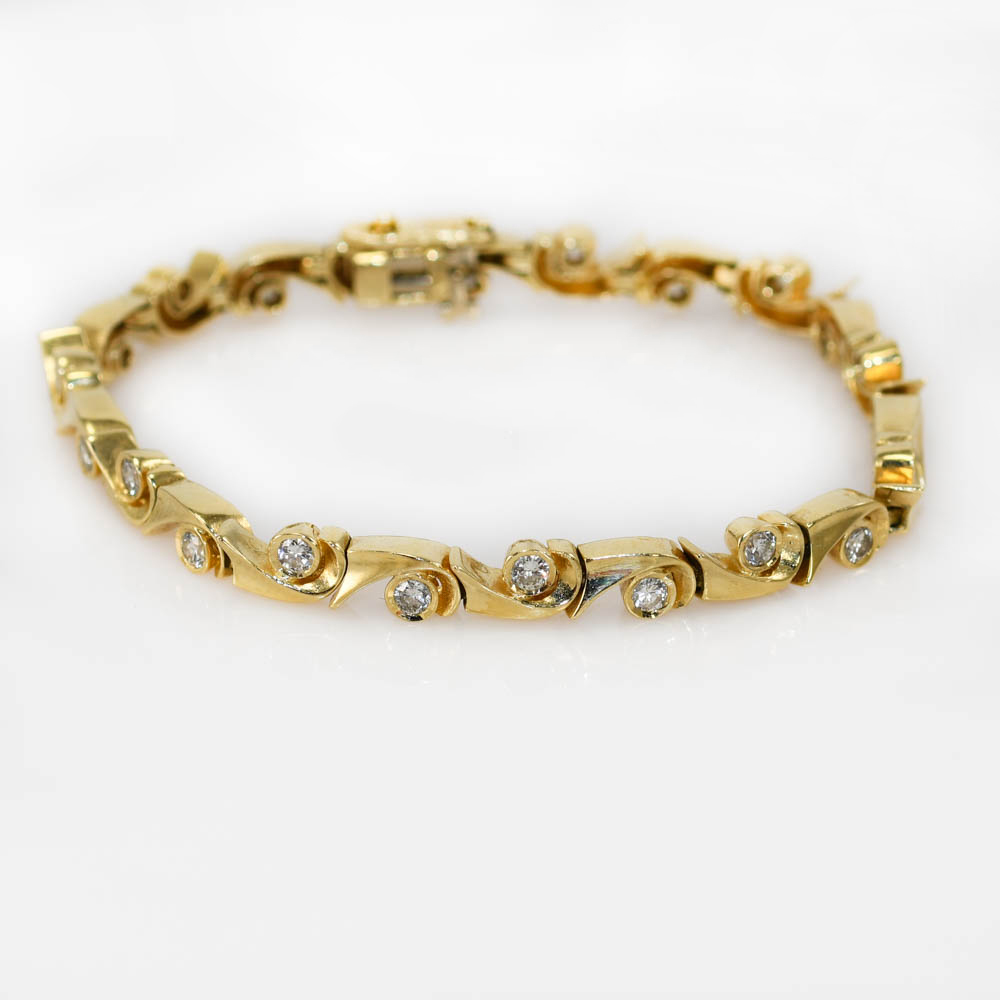 14K Yellow Gold Diamond Bracelet 1.00tdw, 14.3gr - Image 9
