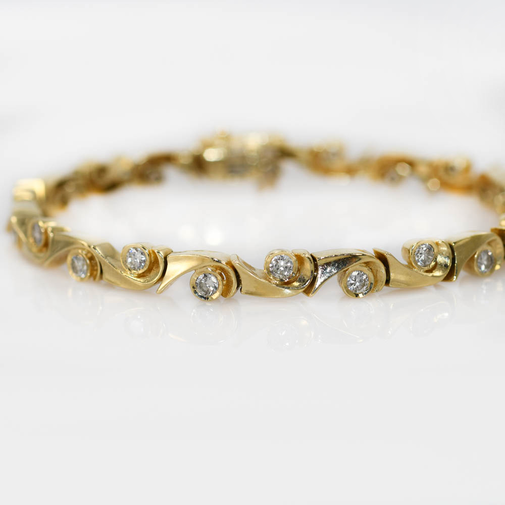 14K Yellow Gold Diamond Bracelet 1.00tdw, 14.3gr - Image 4