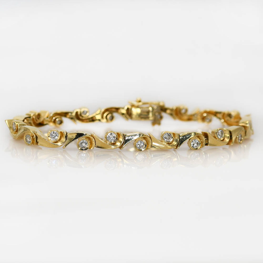 14K Yellow Gold Diamond Bracelet 1.00tdw, 14.3gr - Image 2