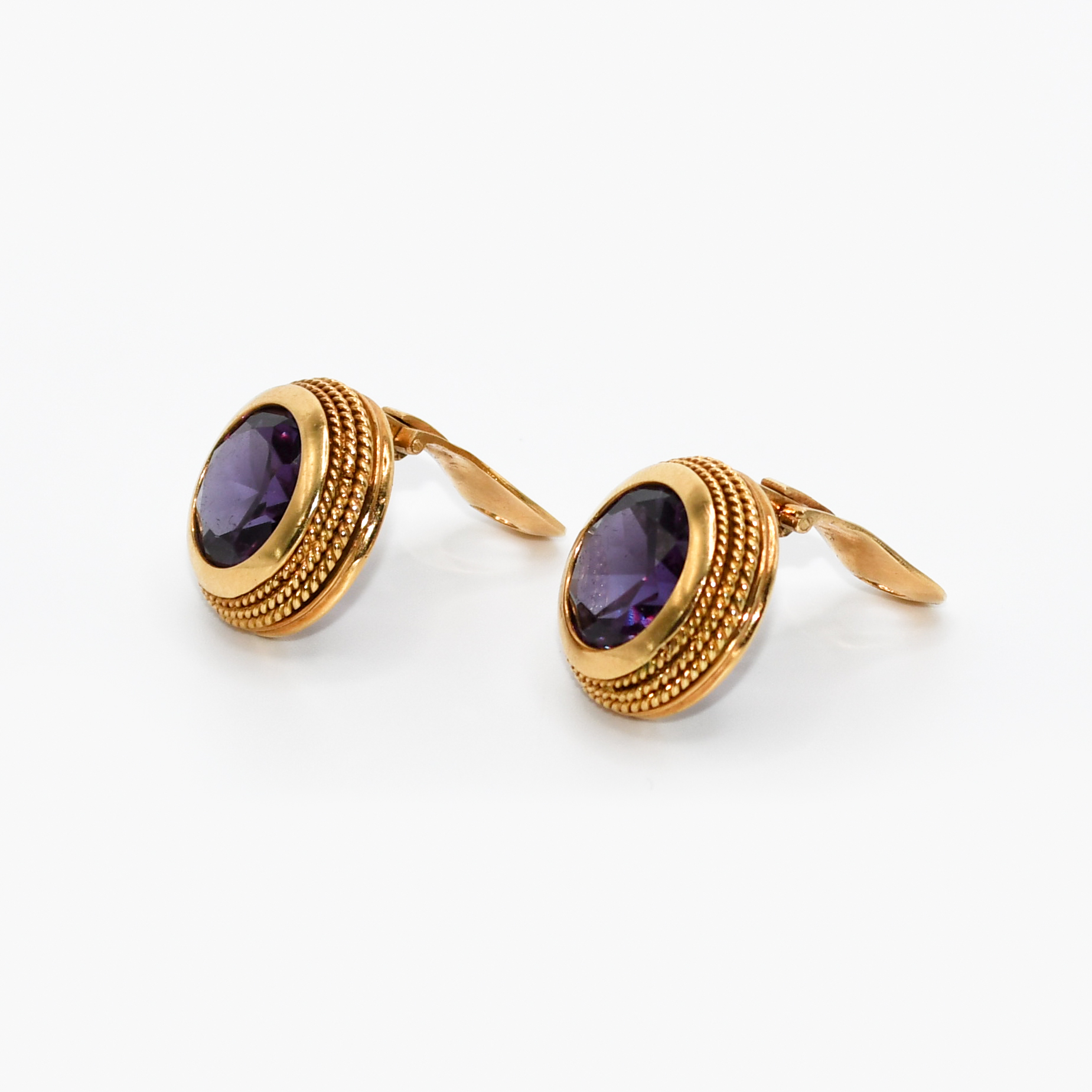 18K Yellow Gold Synthetic Alexandrite Earrings/Ring Set, 45gr - Image 12