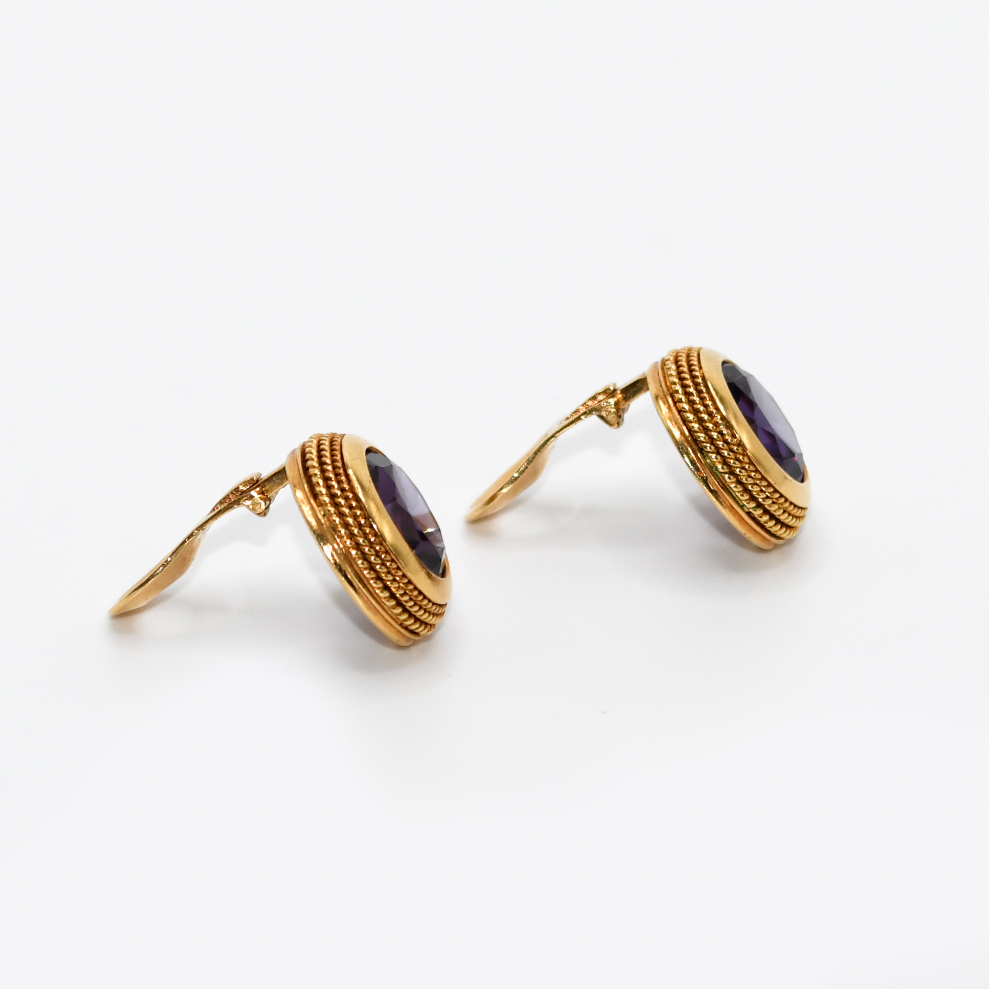 18K Yellow Gold Synthetic Alexandrite Earrings/Ring Set, 45gr - Image 10