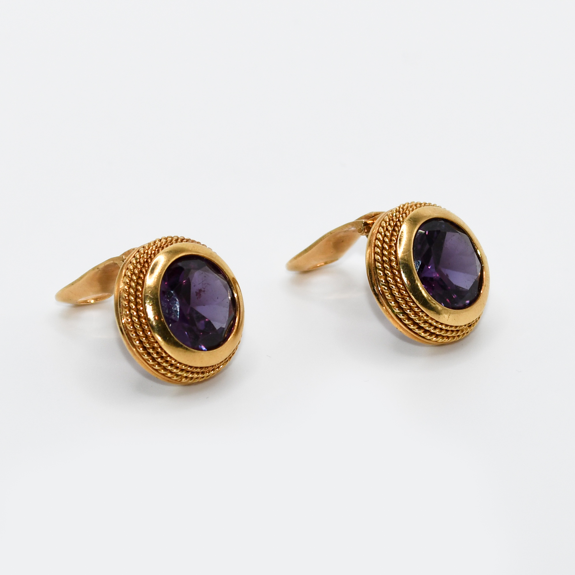 18K Yellow Gold Synthetic Alexandrite Earrings/Ring Set, 45gr - Image 9