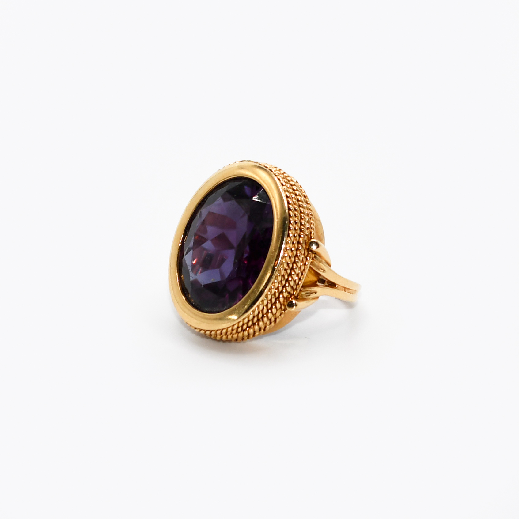 18K Yellow Gold Synthetic Alexandrite Earrings/Ring Set, 45gr - Image 8