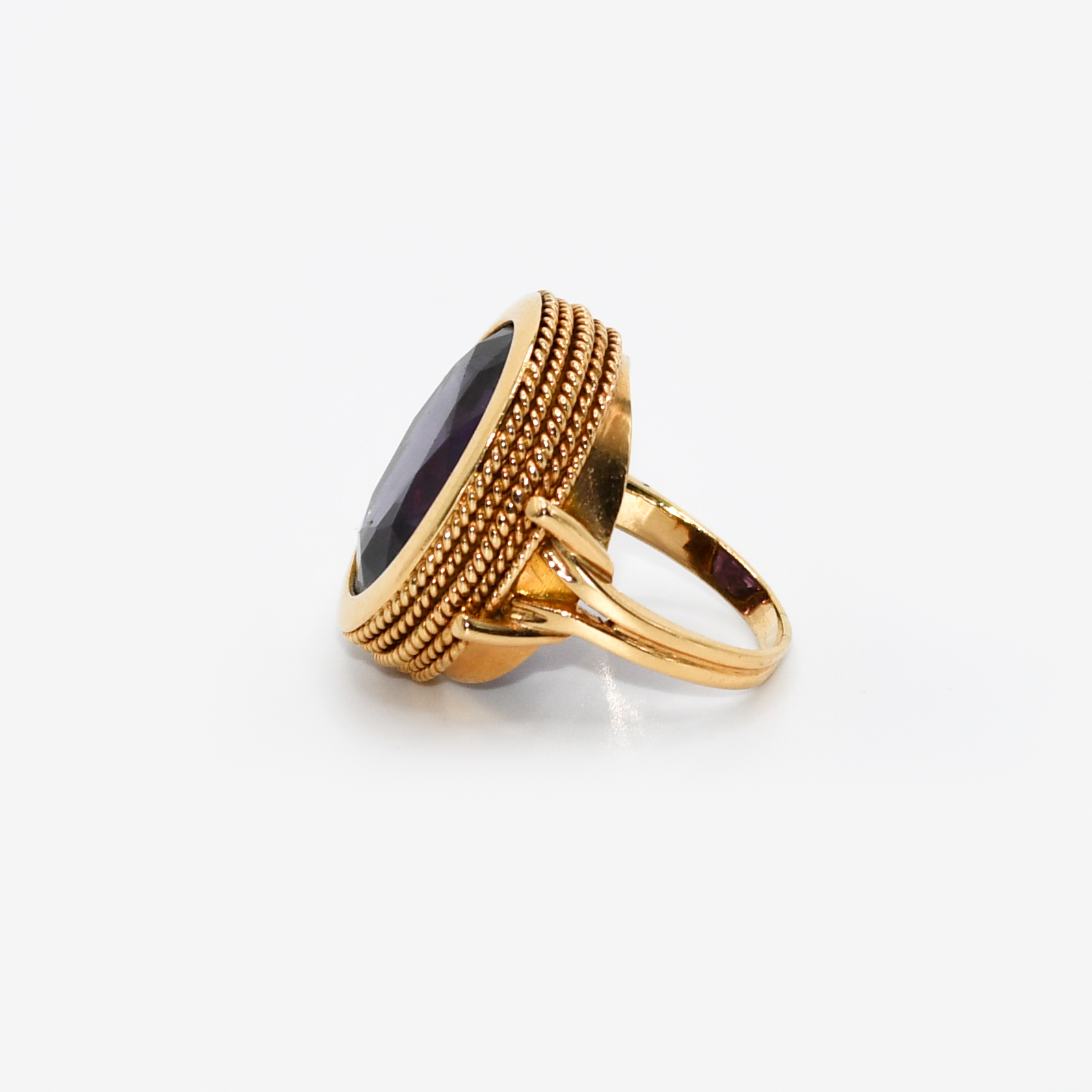 18K Yellow Gold Synthetic Alexandrite Earrings/Ring Set, 45gr - Image 7