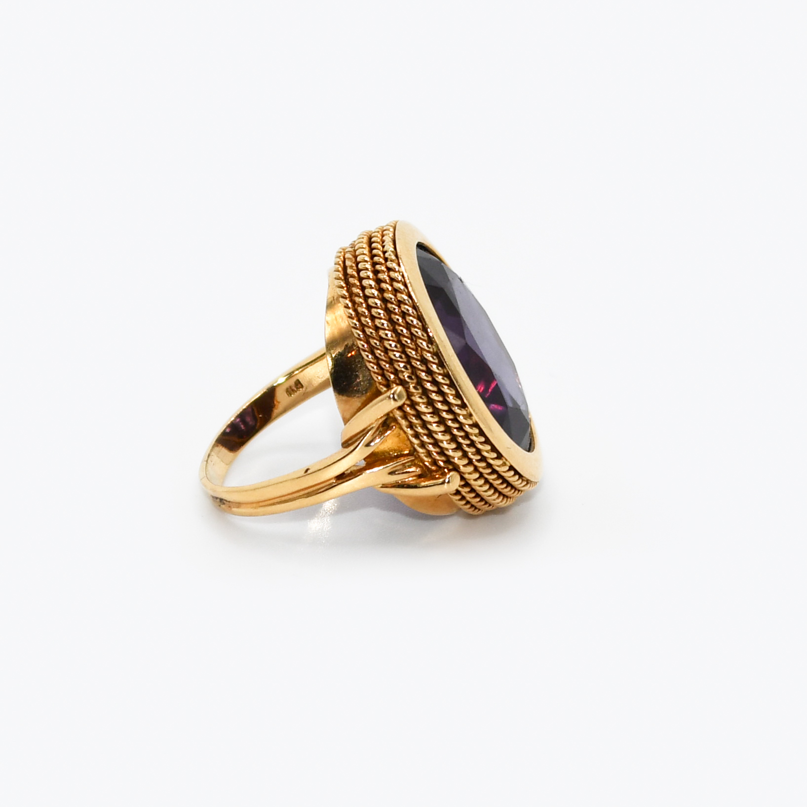 18K Yellow Gold Synthetic Alexandrite Earrings/Ring Set, 45gr - Image 5