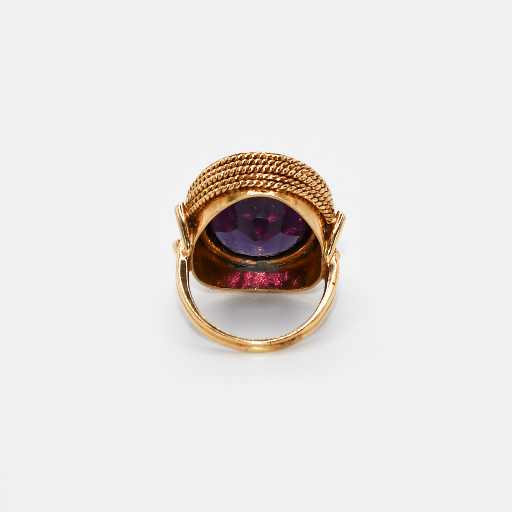 18K Yellow Gold Synthetic Alexandrite Earrings/Ring Set, 45gr - Image 6