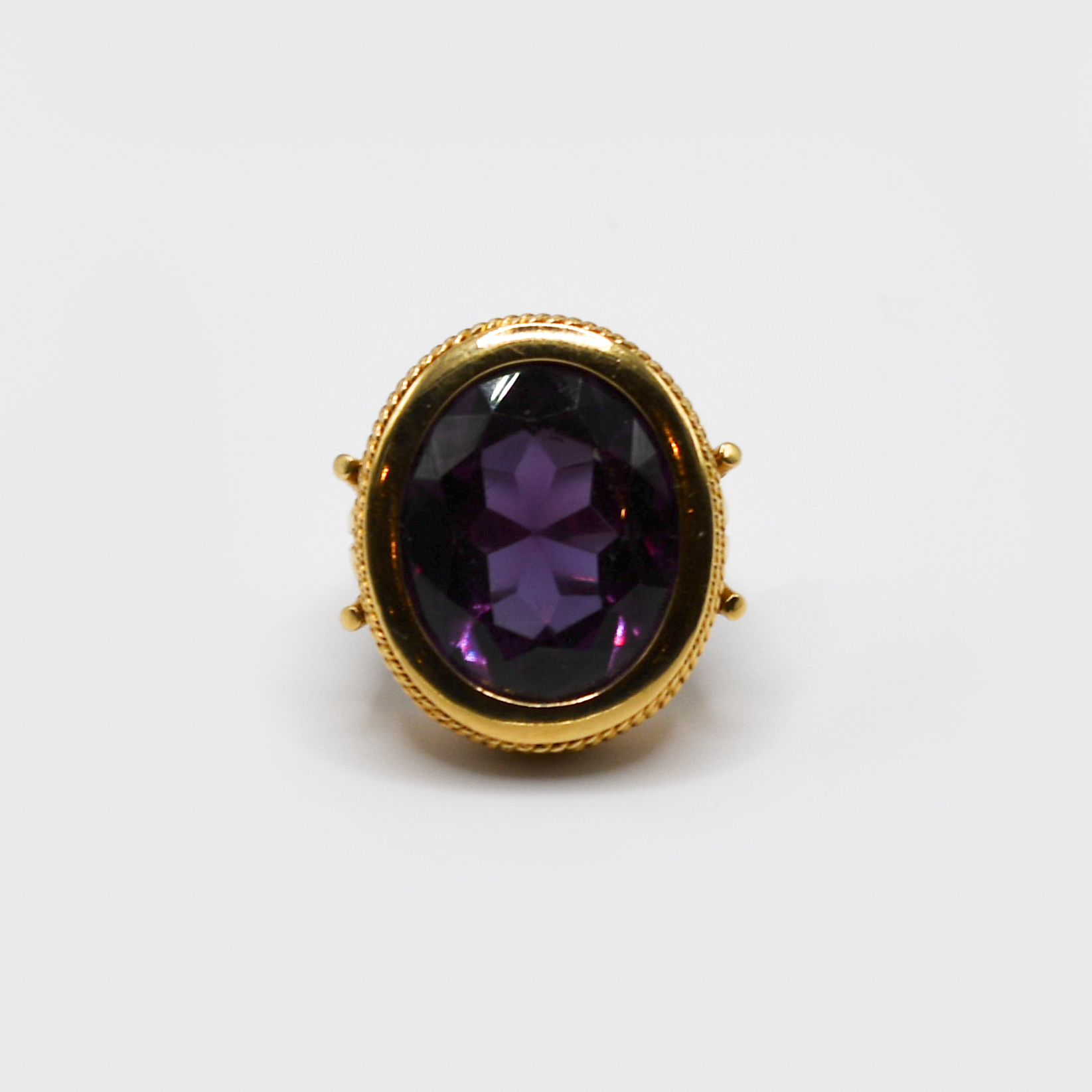 18K Yellow Gold Synthetic Alexandrite Earrings/Ring Set, 45gr - Image 3