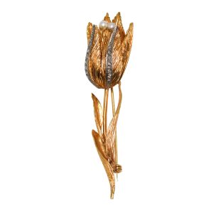18k Yellow Gold Floral Brooch, 12.1gr