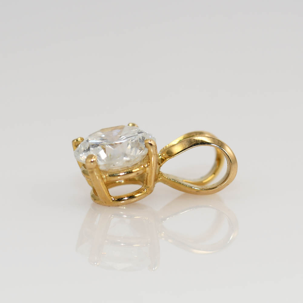 14K Yellow Gold Diamond Solitaire Pendant, 1.04ct - Image 4