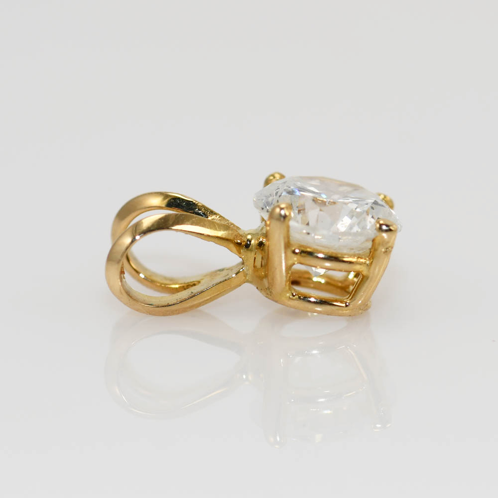 14K Yellow Gold Diamond Solitaire Pendant, 1.04ct - Image 2