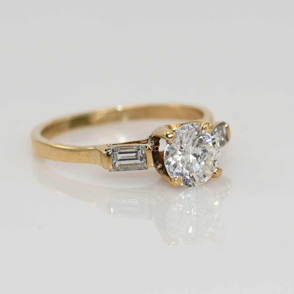 14K Yellow Gold Diamond Engagement Ring 1.03ct, CTR-2.7g - Image 8