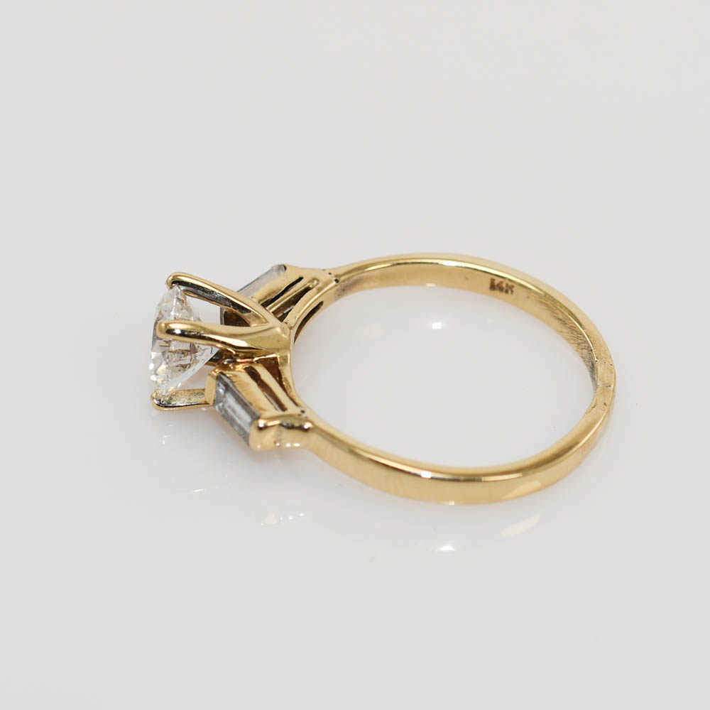 14K Yellow Gold Diamond Engagement Ring 1.03ct, CTR-2.7g - Image 6