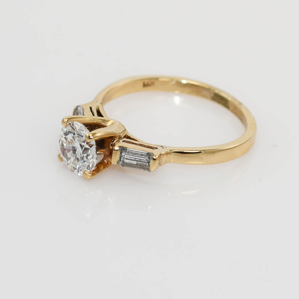 14K Yellow Gold Diamond Engagement Ring 1.03ct, CTR-2.7g - Image 4