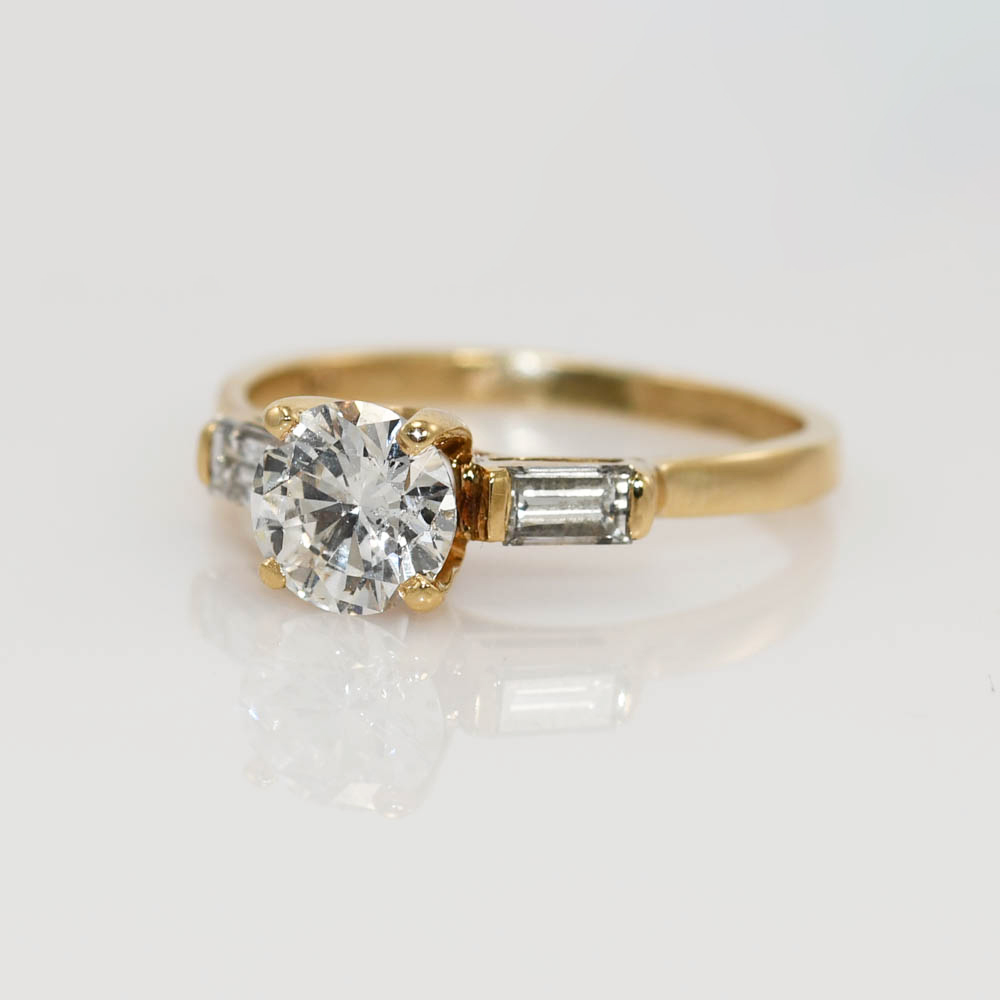 14K Yellow Gold Diamond Engagement Ring 1.03ct, CTR-2.7g - Image 3