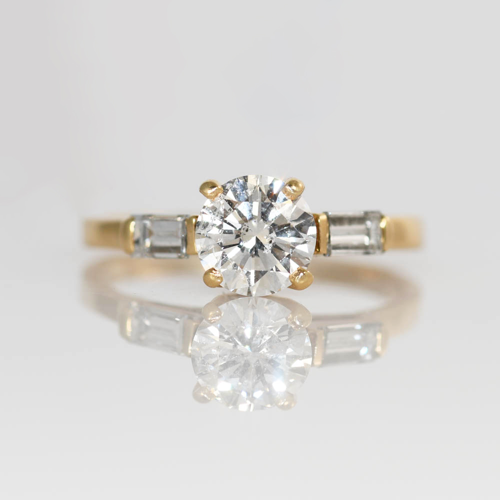 14K Yellow Gold Diamond Engagement Ring 1.03ct, CTR-2.7g - Image 2