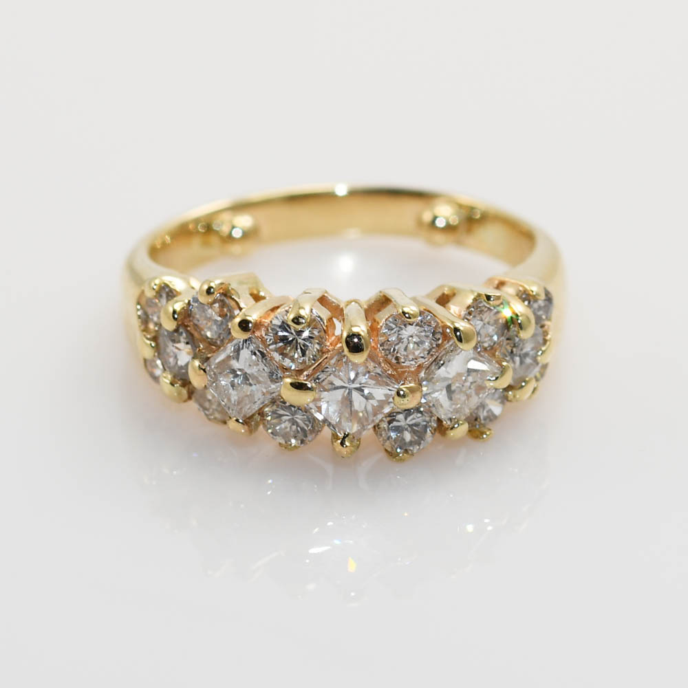 14K Yellow Gold Diamond Cocktail Ring, 1.50tdw, 4.8g - Image 2