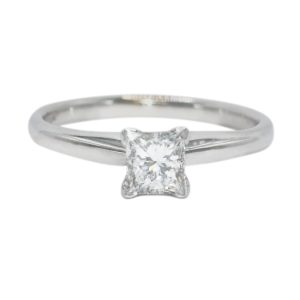 GSL Certified Princess Cut Diamond Ring in 18K White Gold