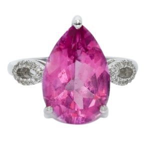 Pink Topaz and Diamond Ring