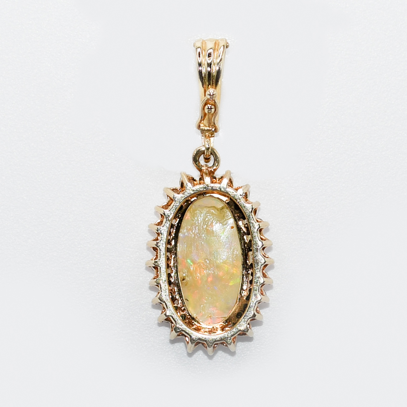 14K Yellow Gold Opal Diamond Pendant, .50tdw, 4.8g - Image 6