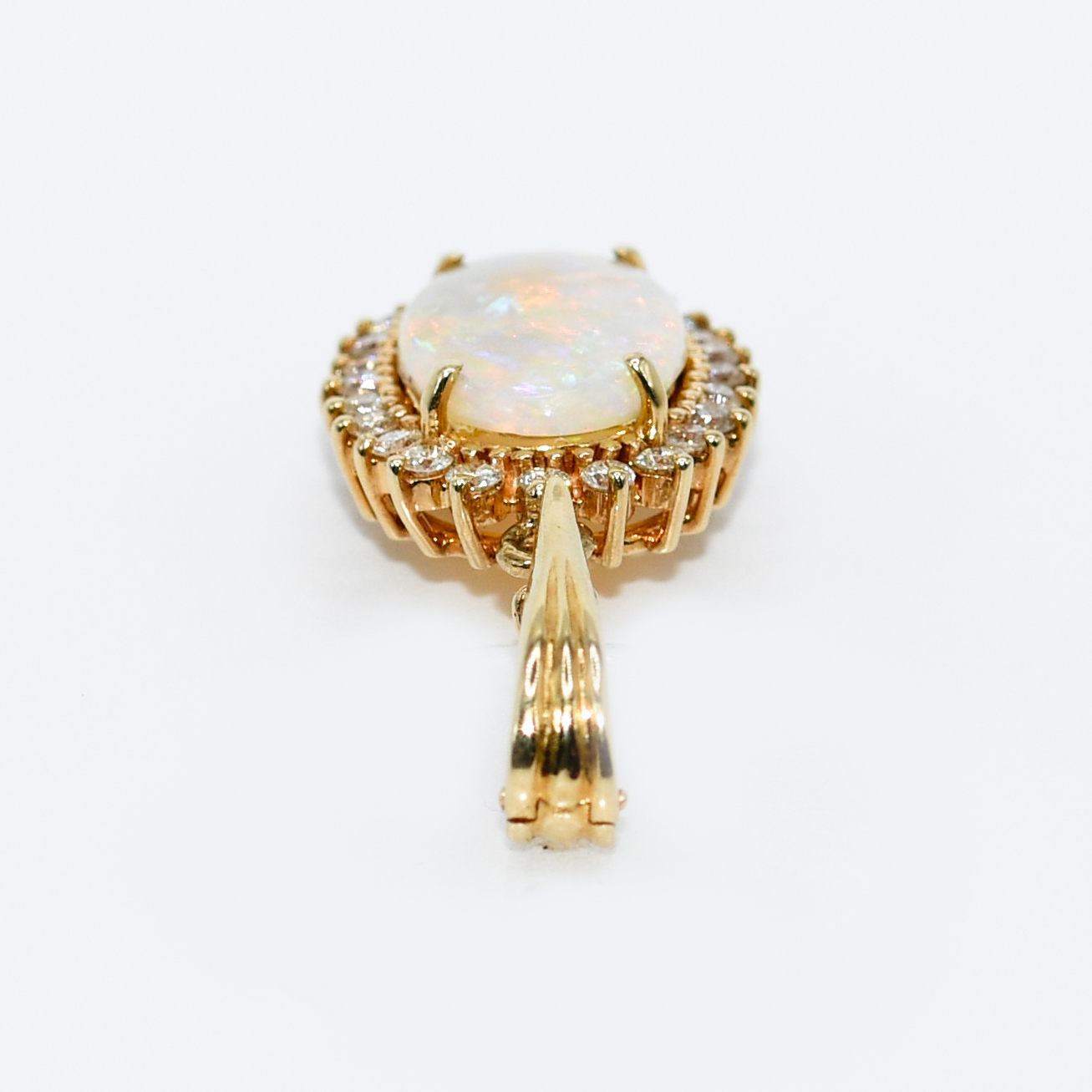 14K Yellow Gold Opal Diamond Pendant, .50tdw, 4.8g - Image 5
