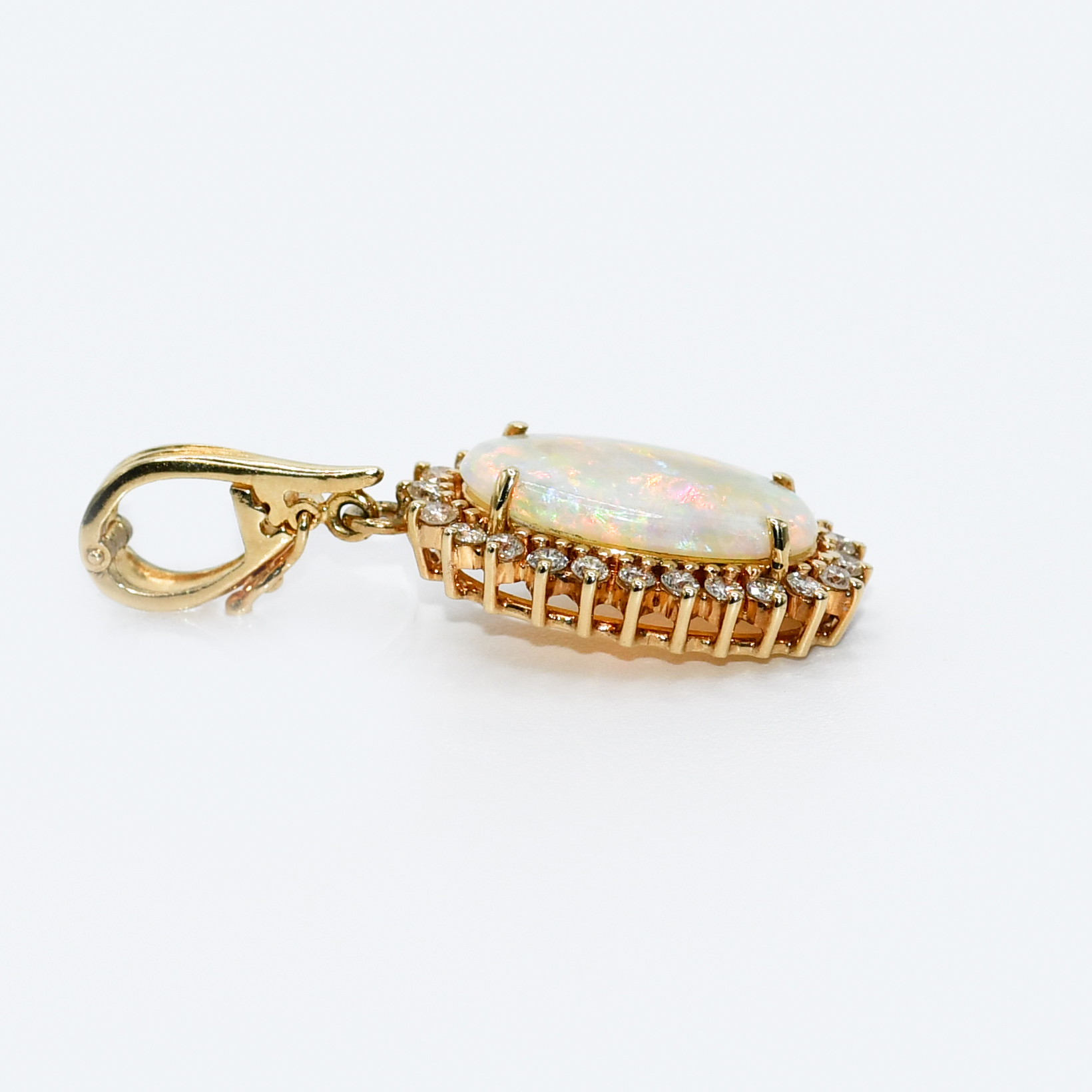 14K Yellow Gold Opal Diamond Pendant, .50tdw, 4.8g - Image 4