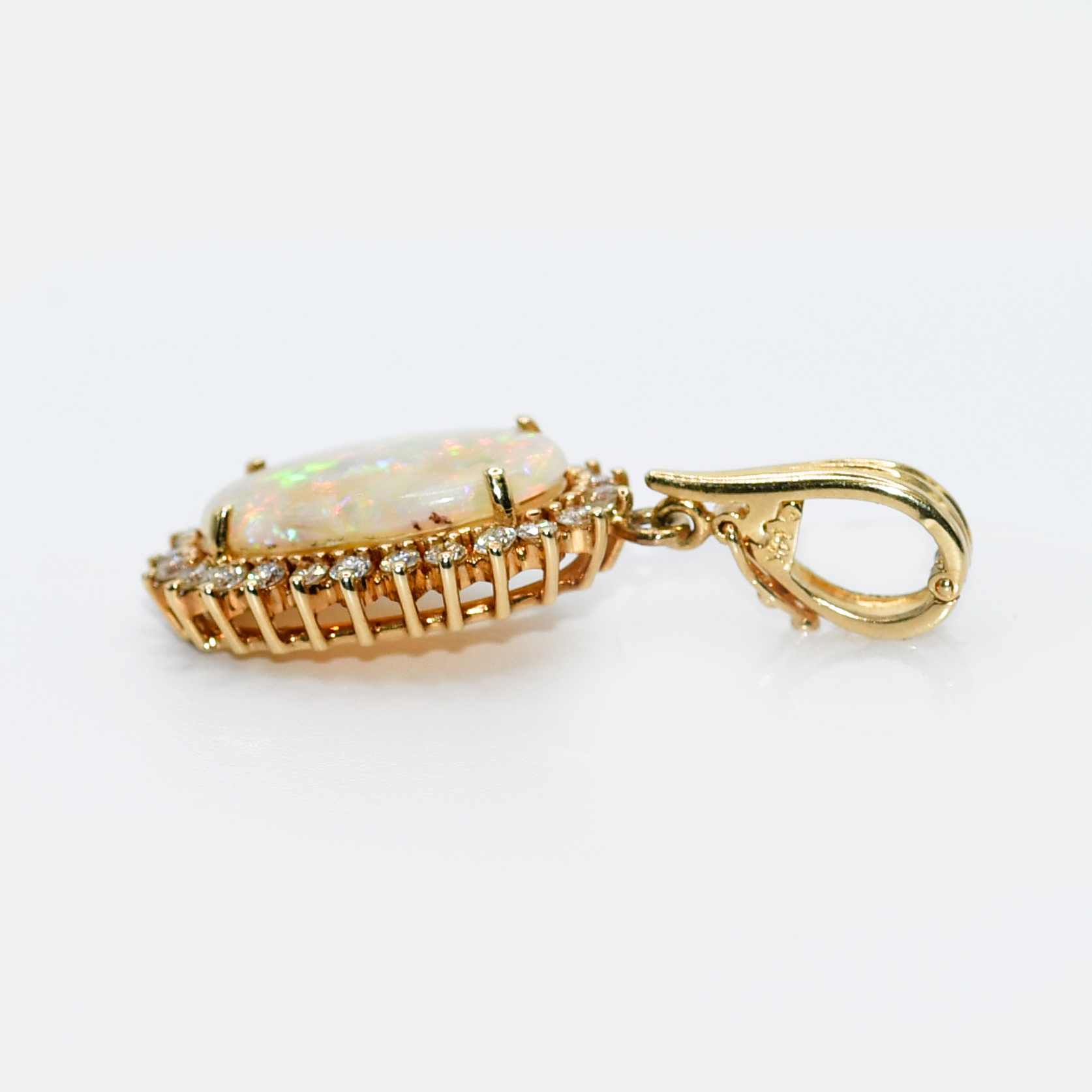 14K Yellow Gold Opal Diamond Pendant, .50tdw, 4.8g - Image 2