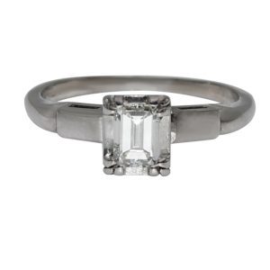 14K White Gold Emerald Cut Diamond Ring, 2.3g