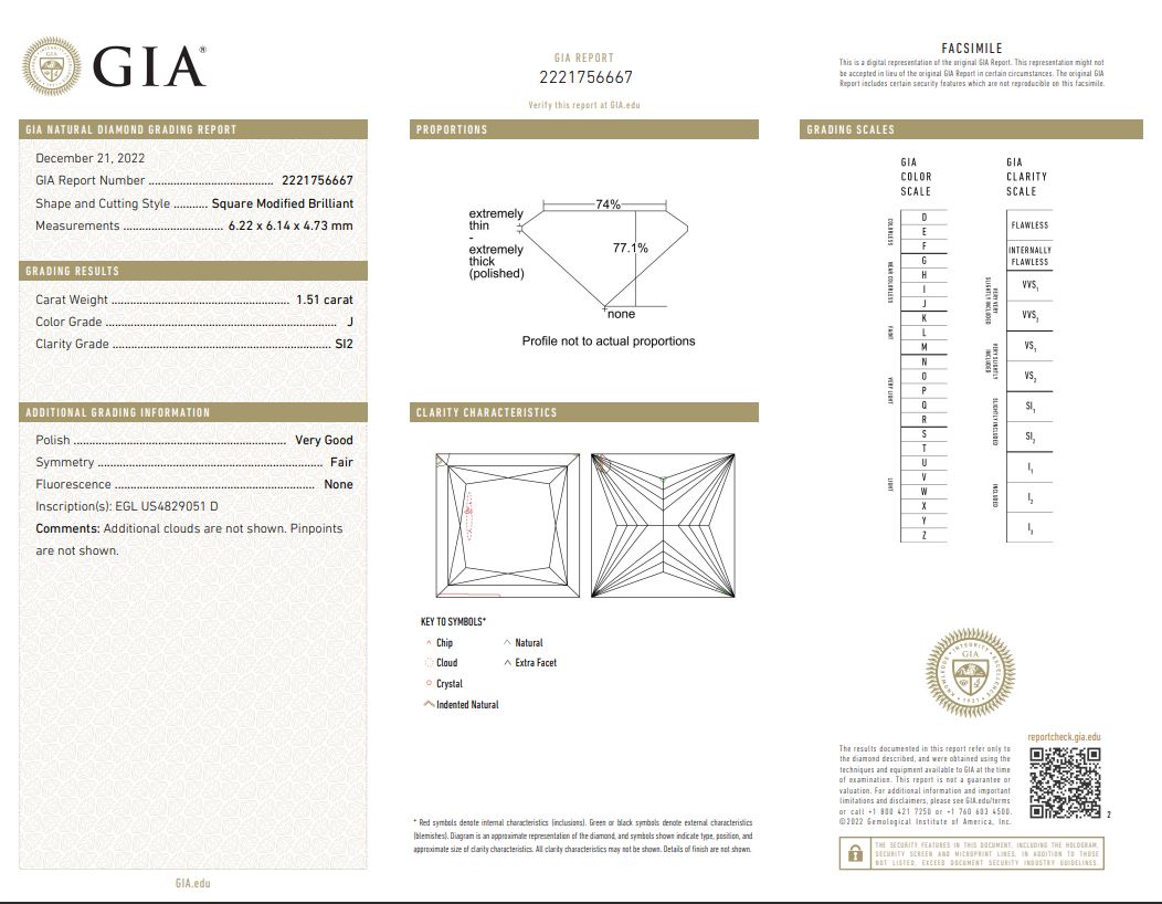 GIA Square Modified Brilliant Cut Diamond - Image 4