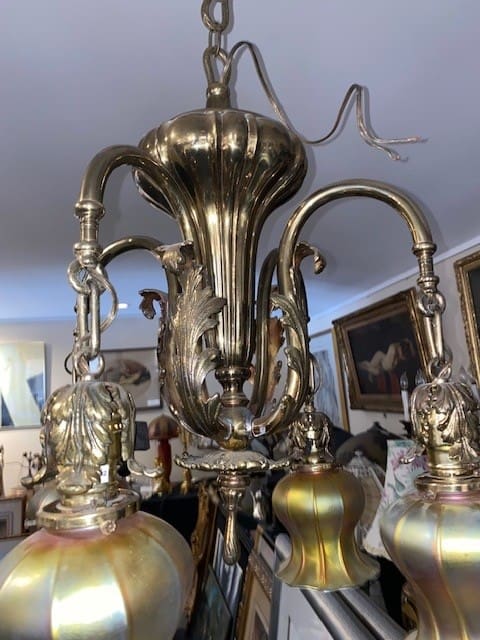Original Quezel Shade Chandelier 33x 19 - Image 10