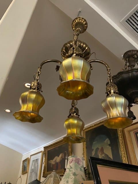 Original Quezel Shade Chandelier 33x 19 - Image 7