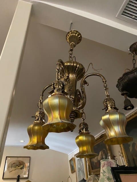 Original Quezel Shade Chandelier 33x 19 - Image 8