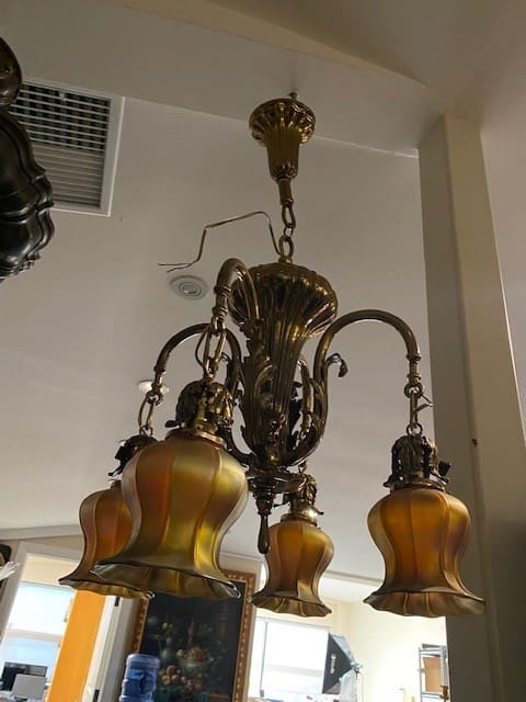 Original Quezel Shade Chandelier 33x 19 - Image 5