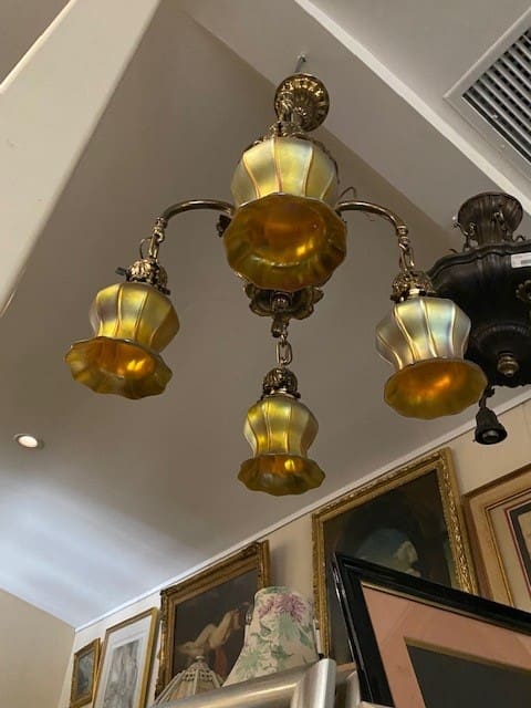 Original Quezel Shade Chandelier 33x 19 - Image 6