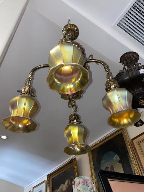Original Quezel Shade Chandelier 33x 19 - Image 2