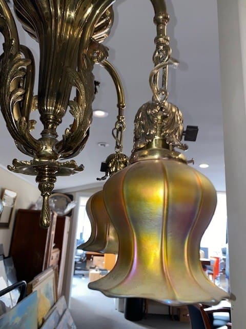 Original Quezel Shade Chandelier 33x 19 - Image 3